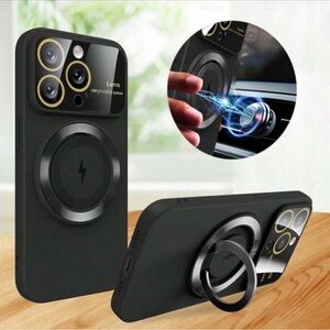 IPhone Case Silicone with Magnetic Ring New for  14 Pro Max Black